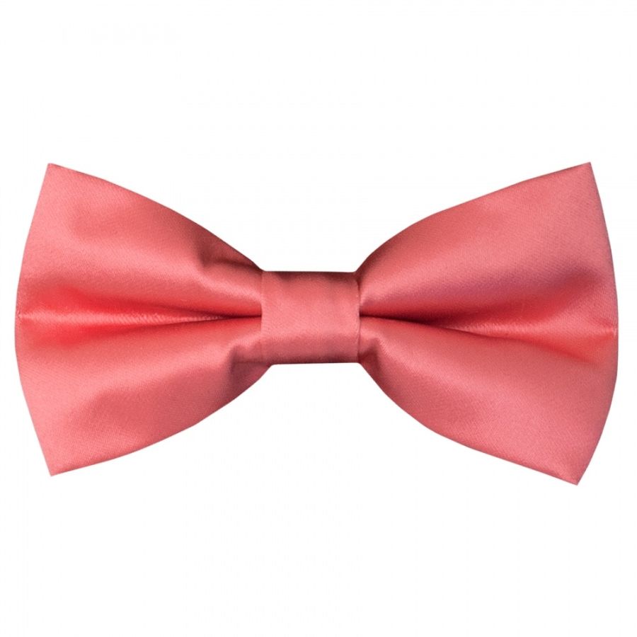 Pre Tied Light Coral Pink Satin Boys Bow Tie Age 4-7