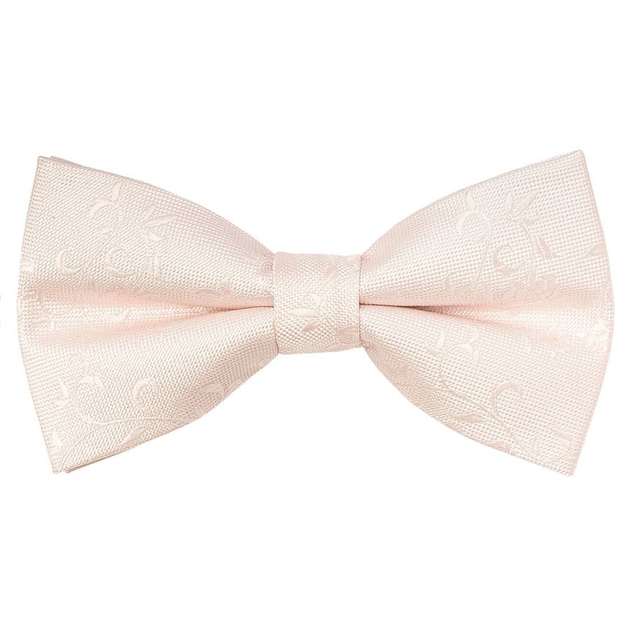 Pre Tied Blush Textured Floral Boys Bow Tie and Pocket Square Set
