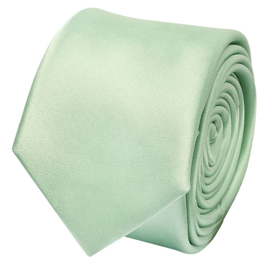 Pale Mint Boys Satin Skinny Tie and Pocket Square Set