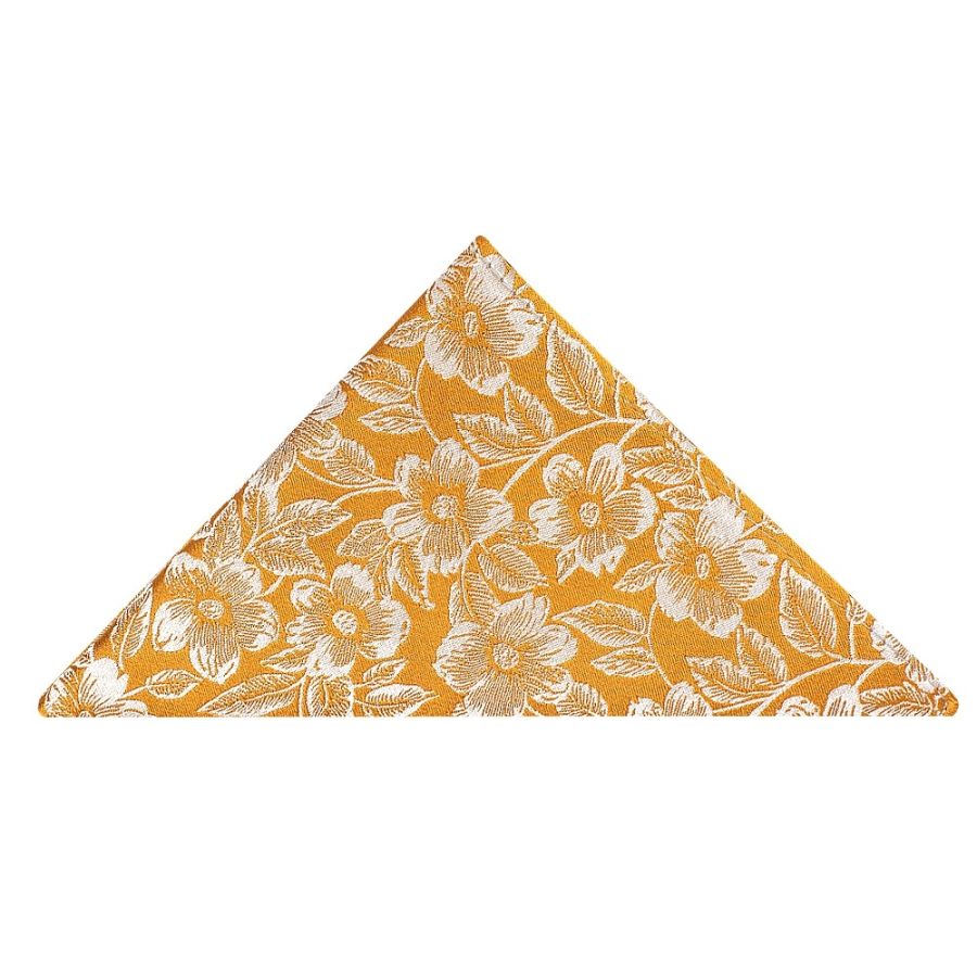 Gold Floral Silk Pocket Square