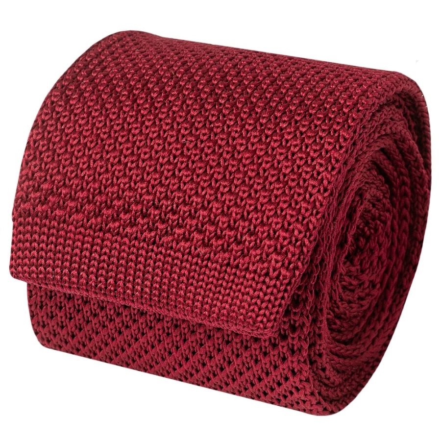 Red Wine Knitted Skinny Men's Tie