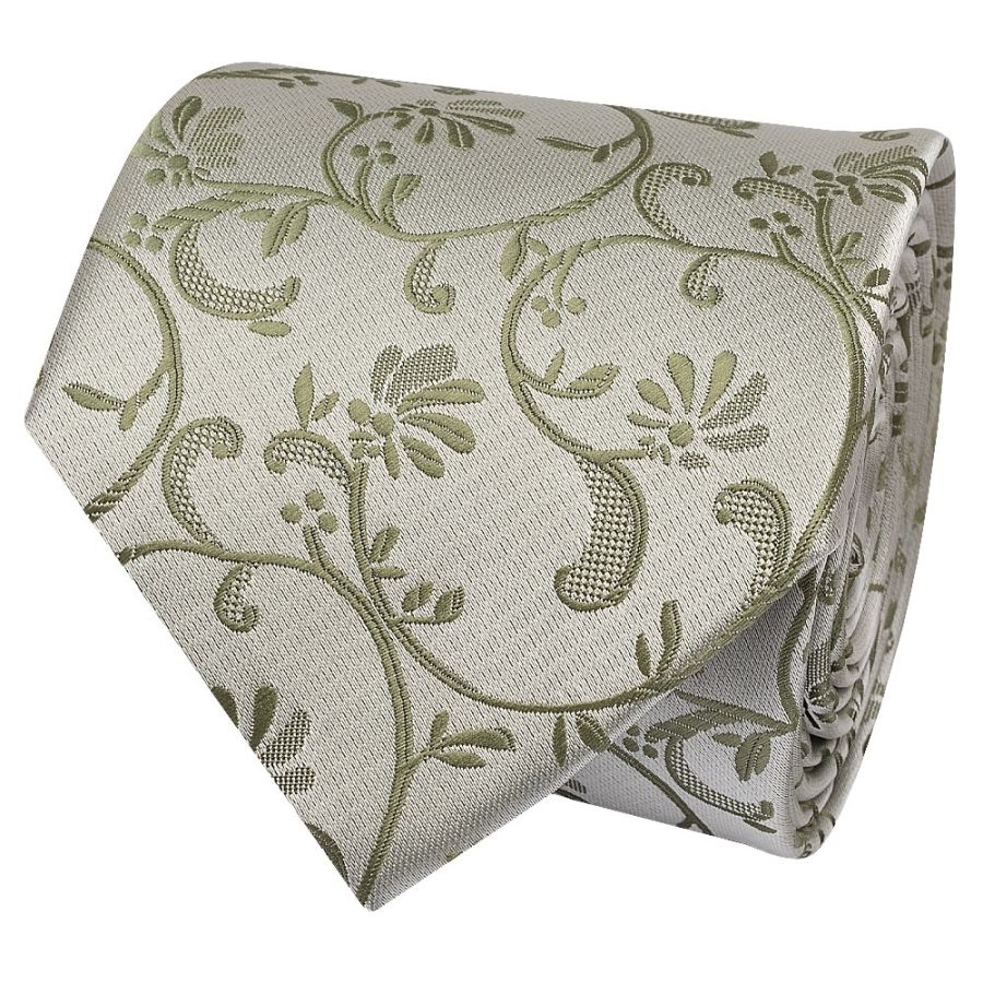 Dusty Sage Floral Classic Men's Tie and Pocket Square Set