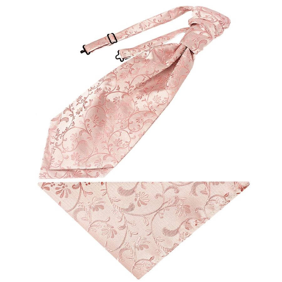 Rose Gold Floral Men's Cravat Tie and Pocket Square Set