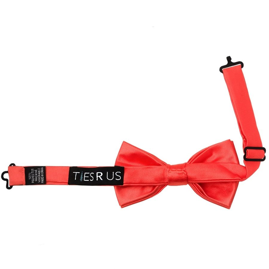 Pre Tied Coral Pink Satin Boys Bow Tie Age 4-7