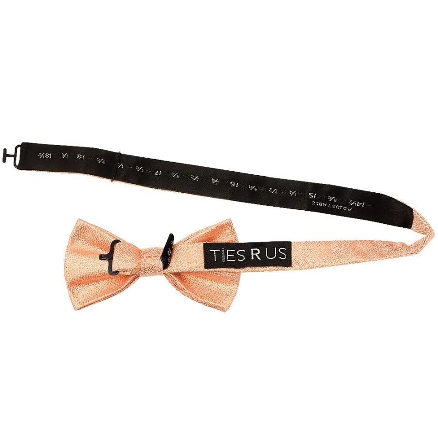 Plain Peach Textured Silk Mens Bow Tie