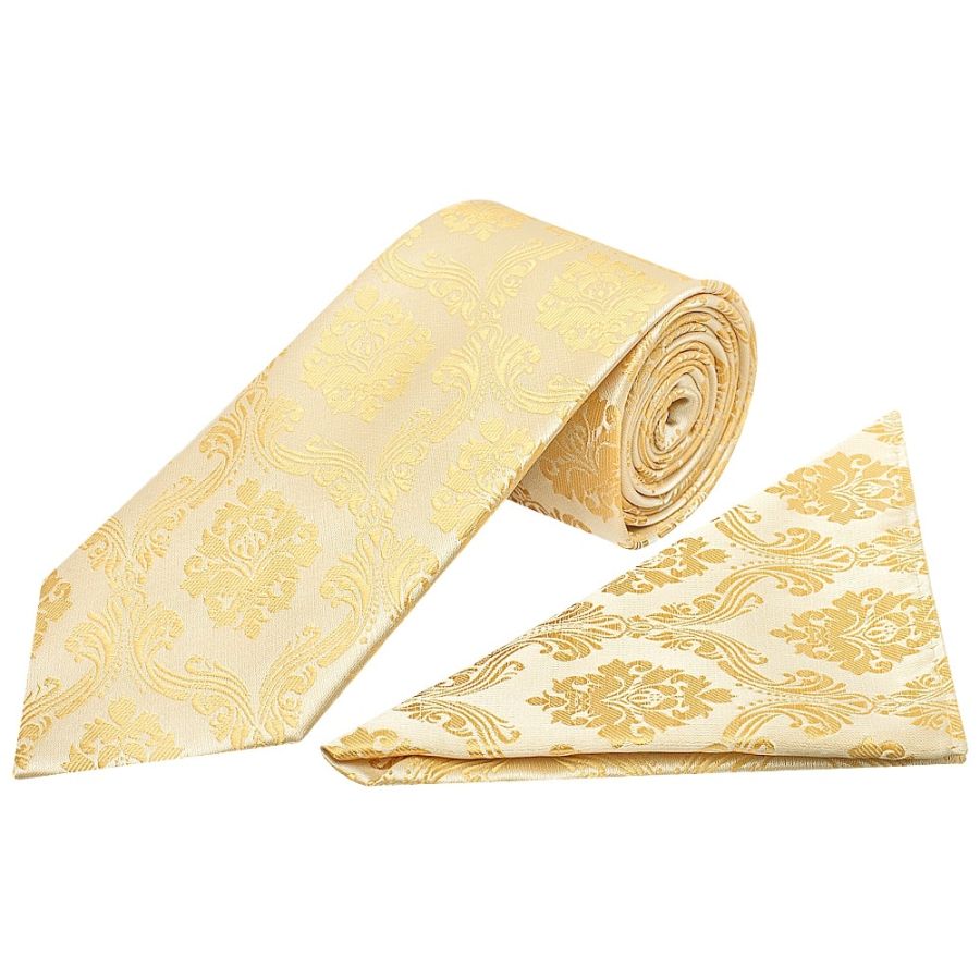 Caramel Paisley Classic Men's Tie and Pocket Square Set