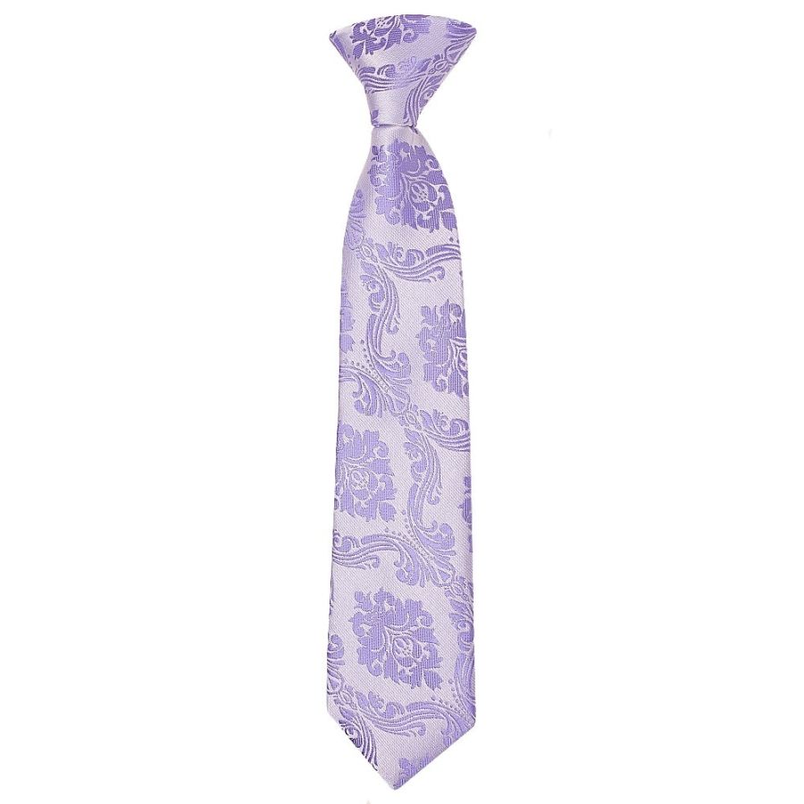 Pre Tied Lilac Paisley Boys Tie and Pocket Square Set Age 4-7