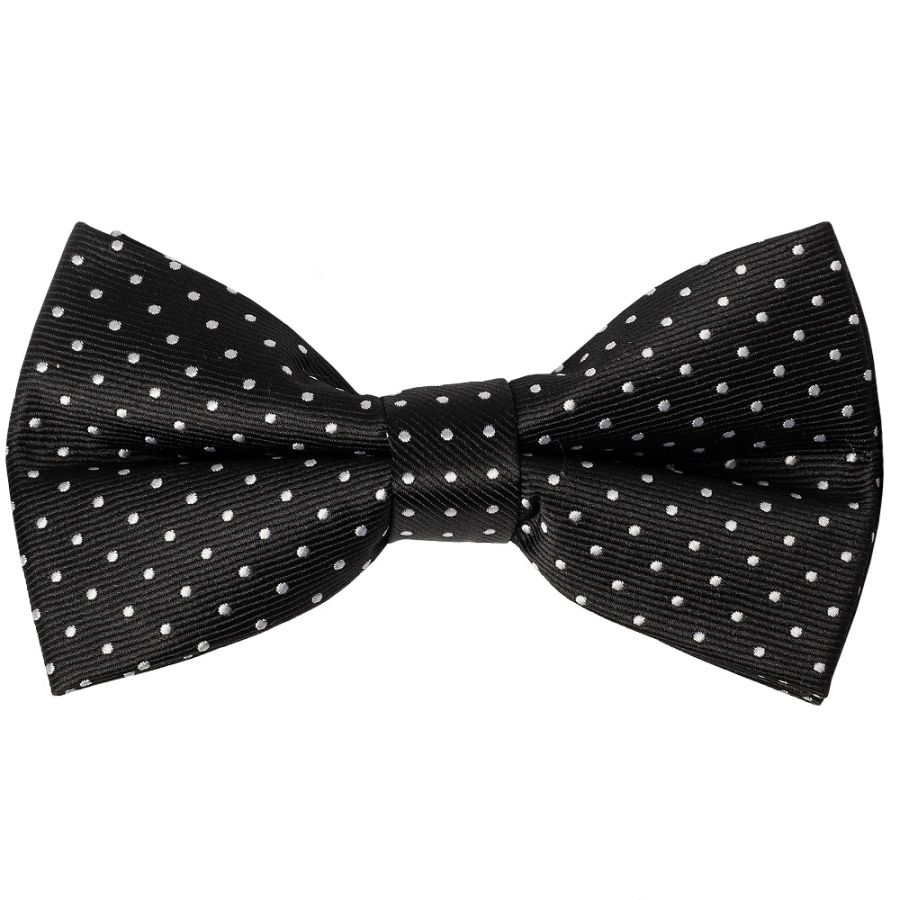 Pre Tied Black Polka Dot Boys Bow Tie Age 4-7