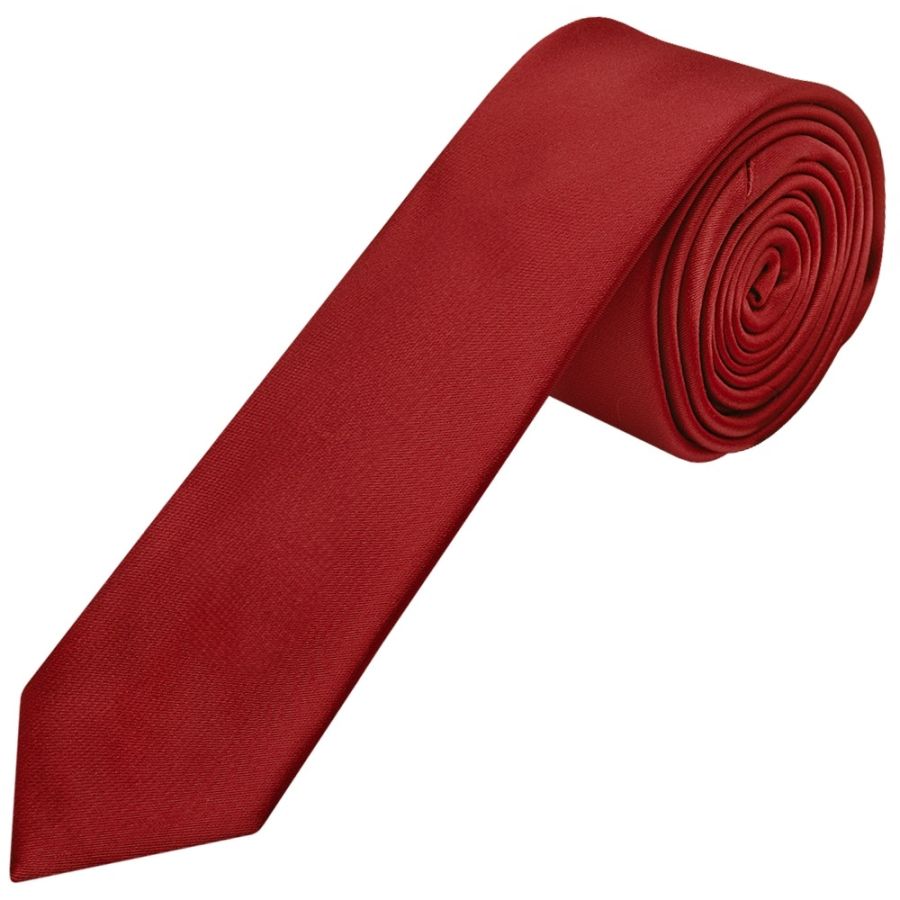 Red Wine Satin Skinny Boys Tie