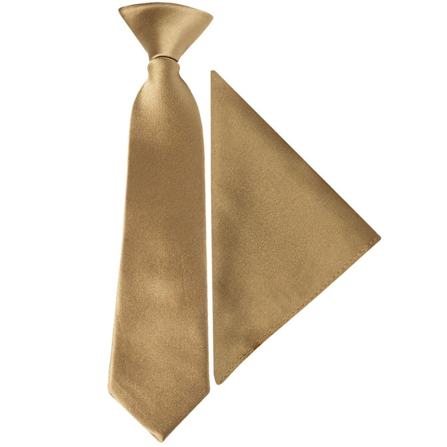 Pre Tied Iced Coffee Satin Boys Tie and Pocket Square Set Age 4-7