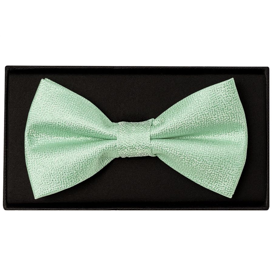 Plain Green Textured Silk Mens Bow Tie
