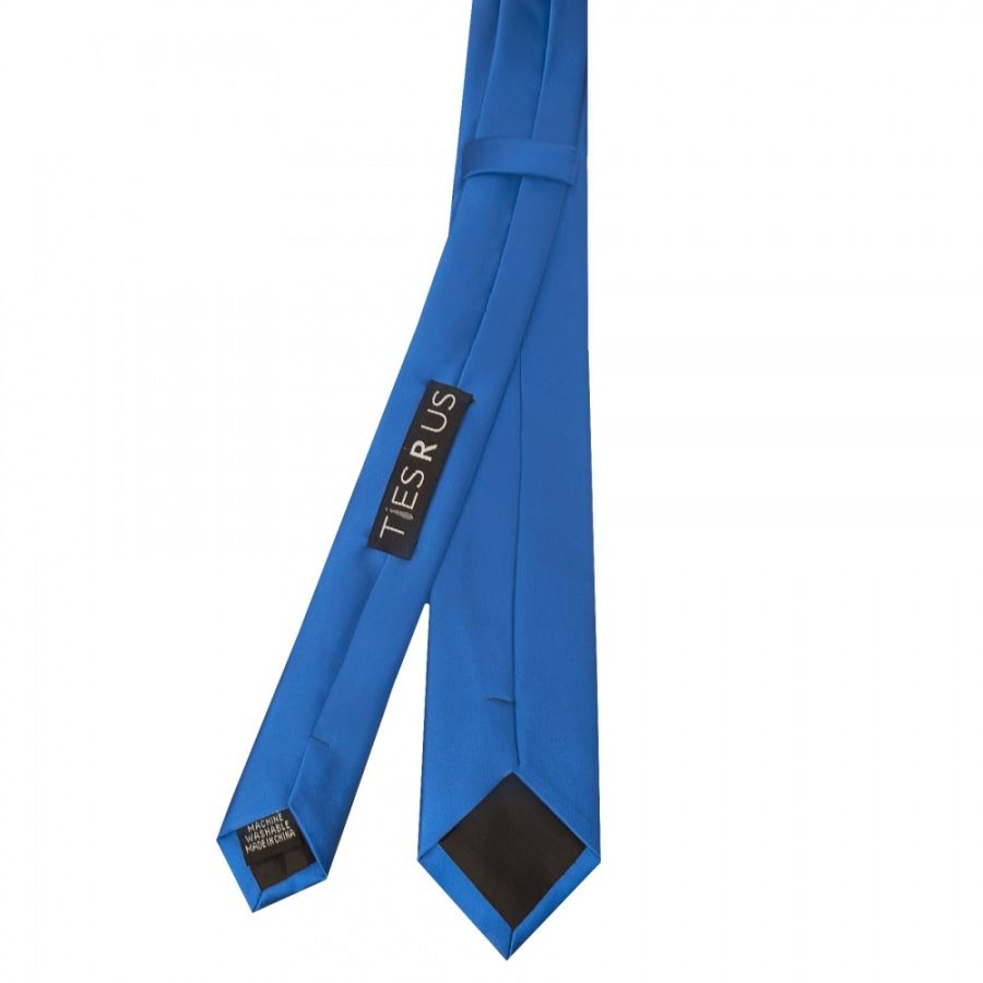 Plain Electric Blue Satin Skinny Boys Tie