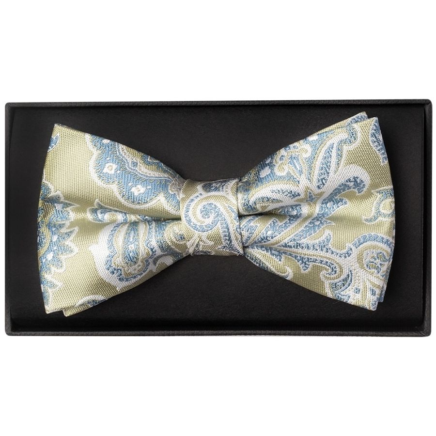 Green and Blue Paisley Handmade Mens Bow Tie and Pocket Square Set