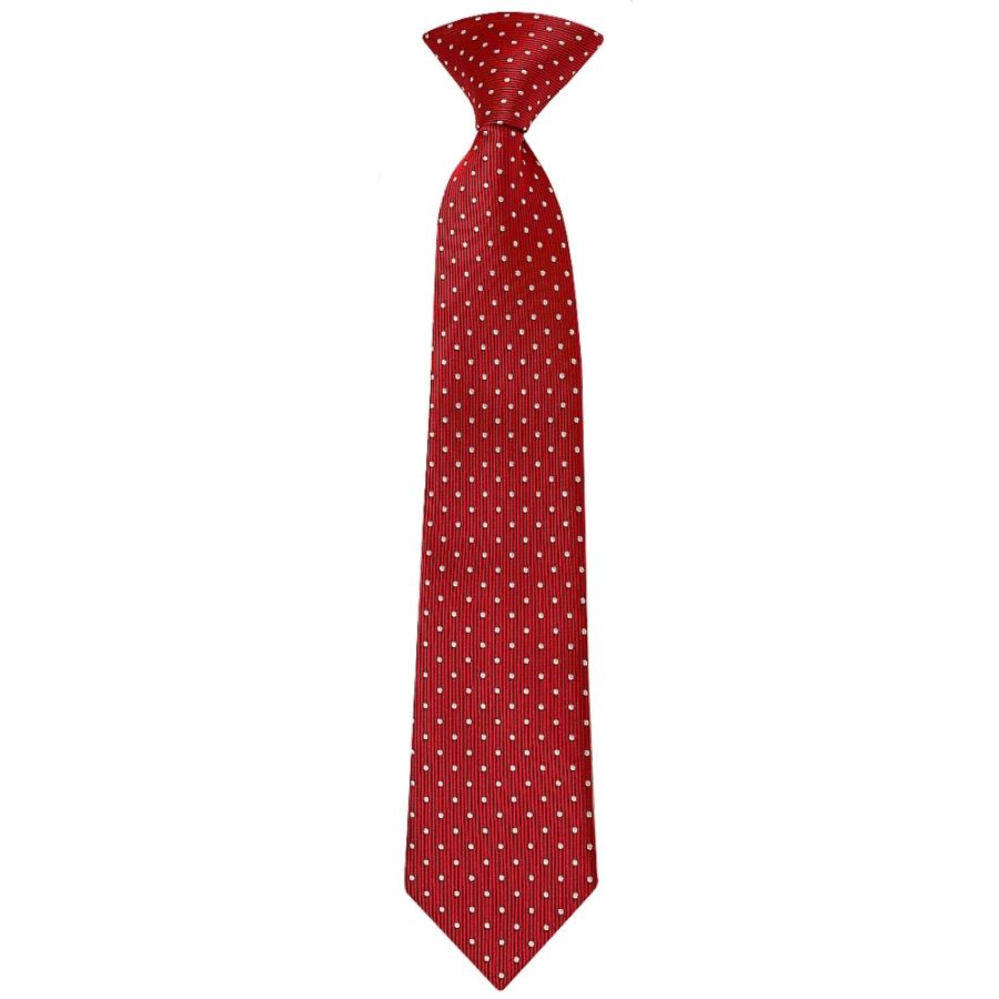 Boys Pre Tied Red and White Polka Dot Tie Age 4-7