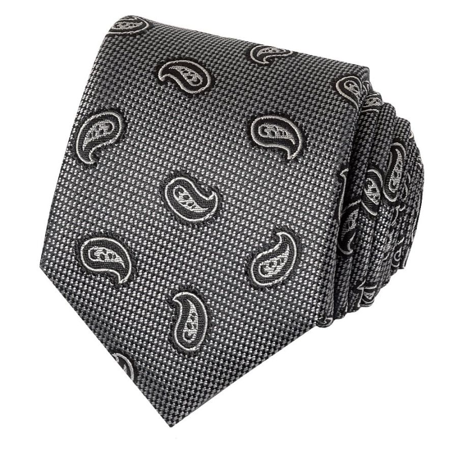 Black Mini Paisley Classic Men's Silk Tie