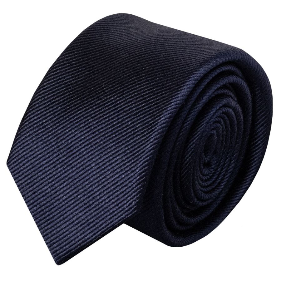 Navy Silk Twill Skinny Mens Tie and Pocket Square Set
