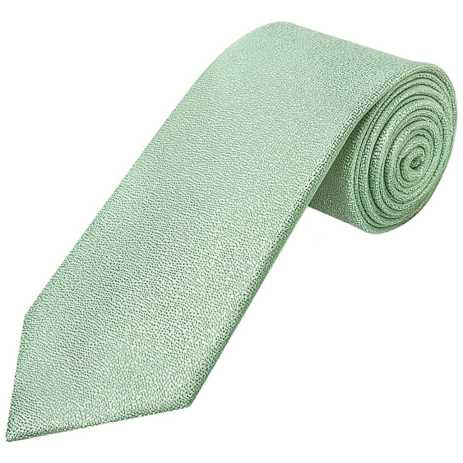 Plain Green Textured Silk Classic Men's Tie and Pocket Square Set