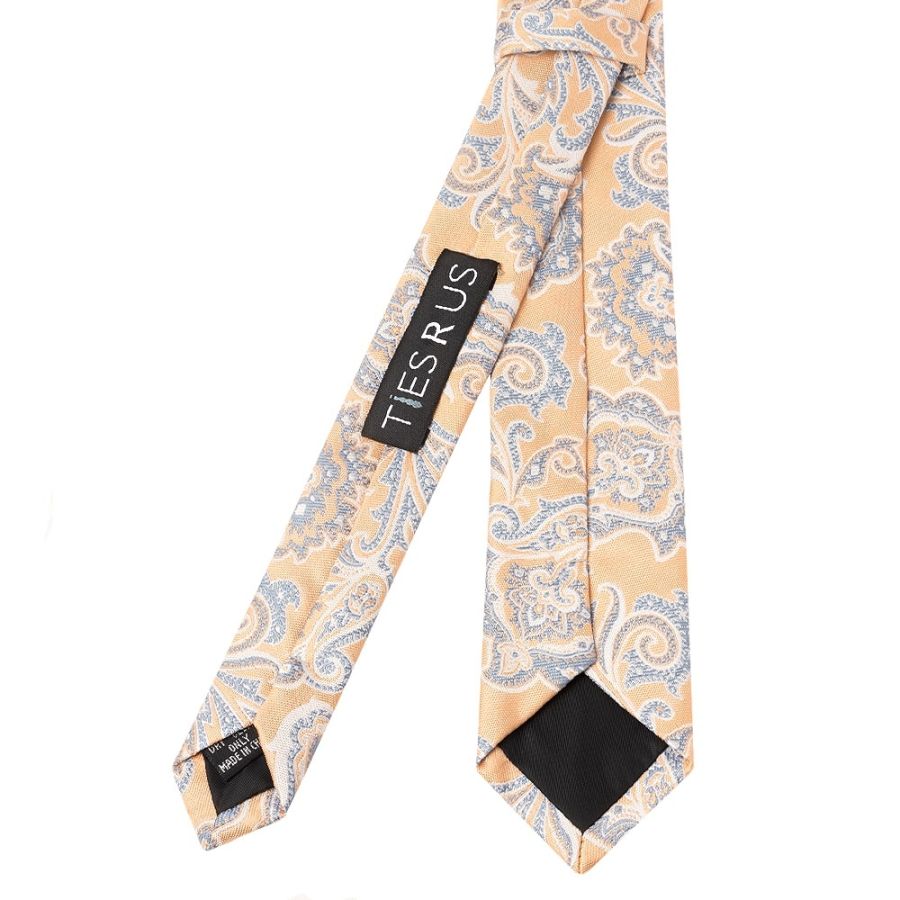 Peach and Blue Paisley Skinny Men's Tie