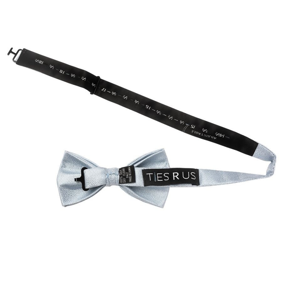 Plain Light Blue Textured Silk Mens Bow Tie