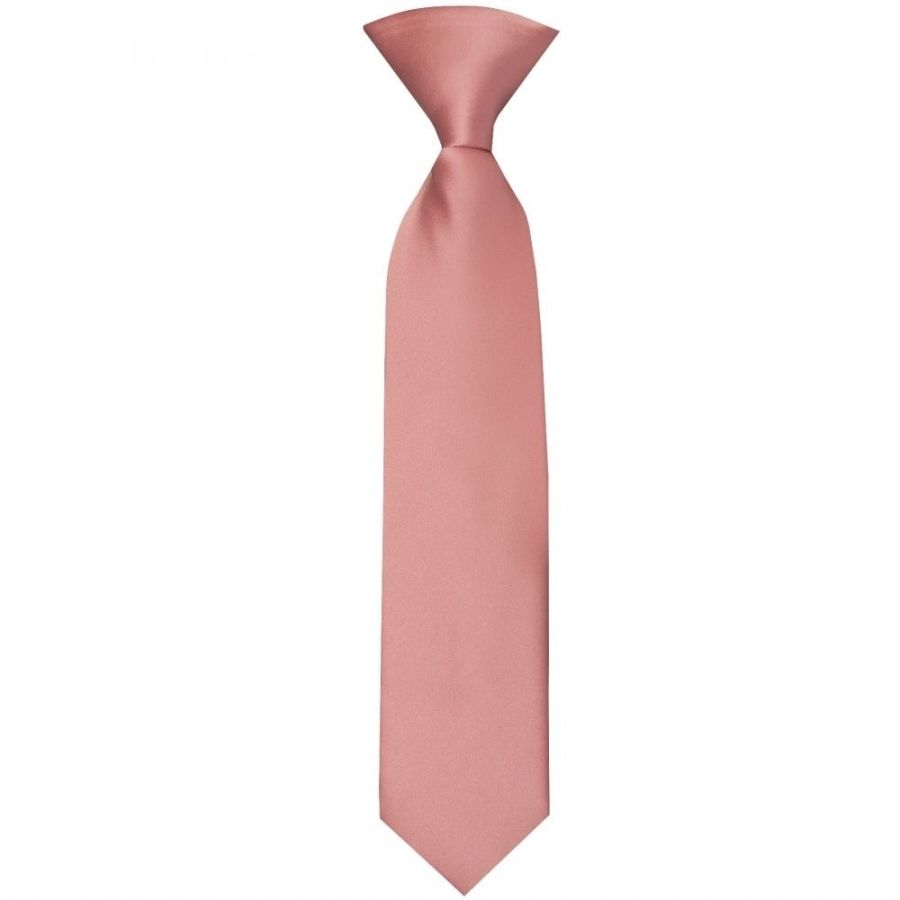 Pre Tied Plain Rose Gold Satin Boys Tie Age 4-7