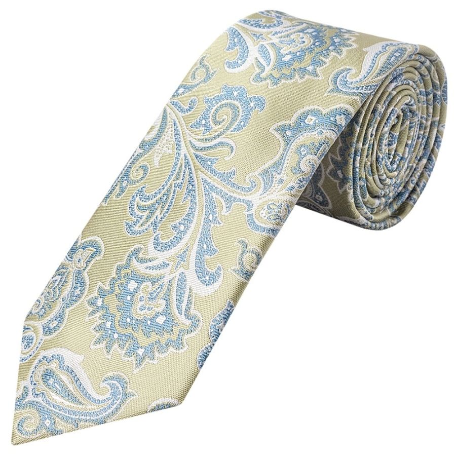 Green and Blue Paisley Classic Men's Tie and Pocket Square Set