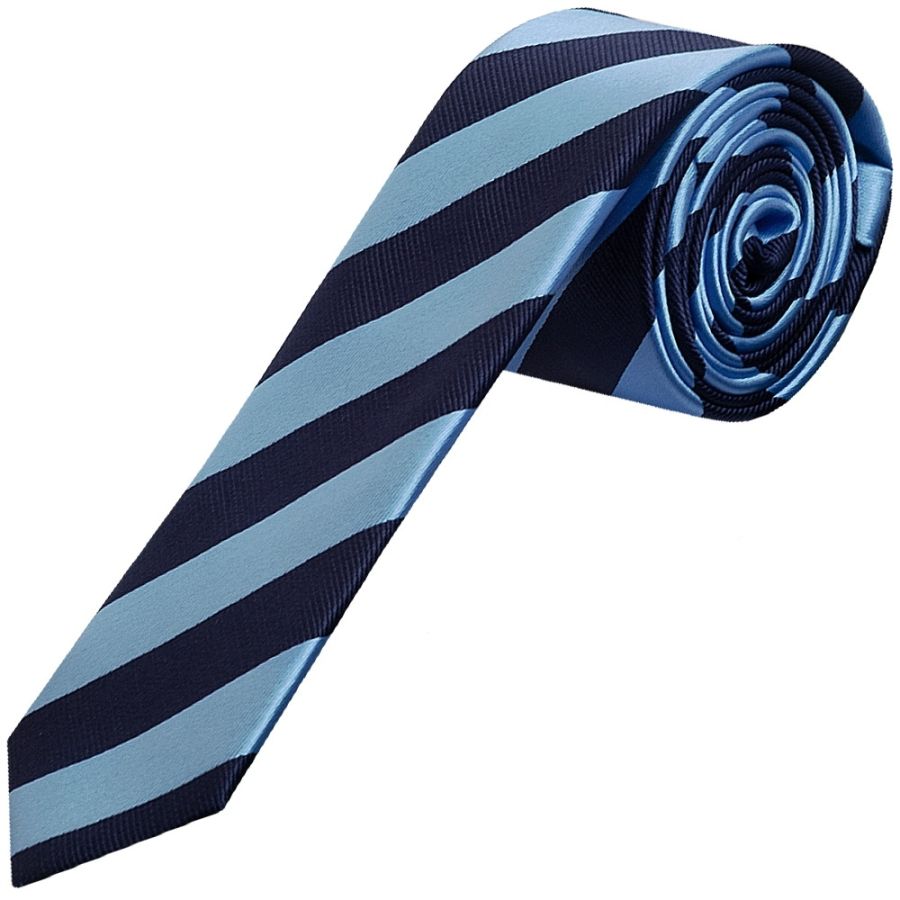 Navy and Light Blue Striped Skinny Men's Tie