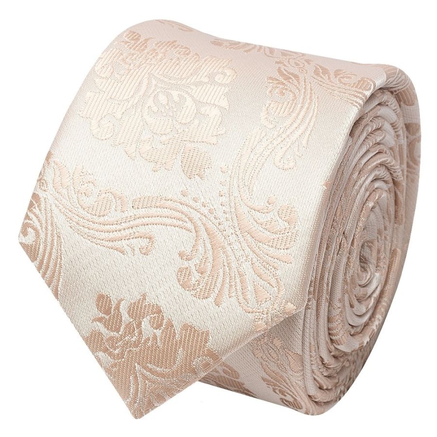 Nude Paisley Skinny Boys Tie and Pocket Square Set