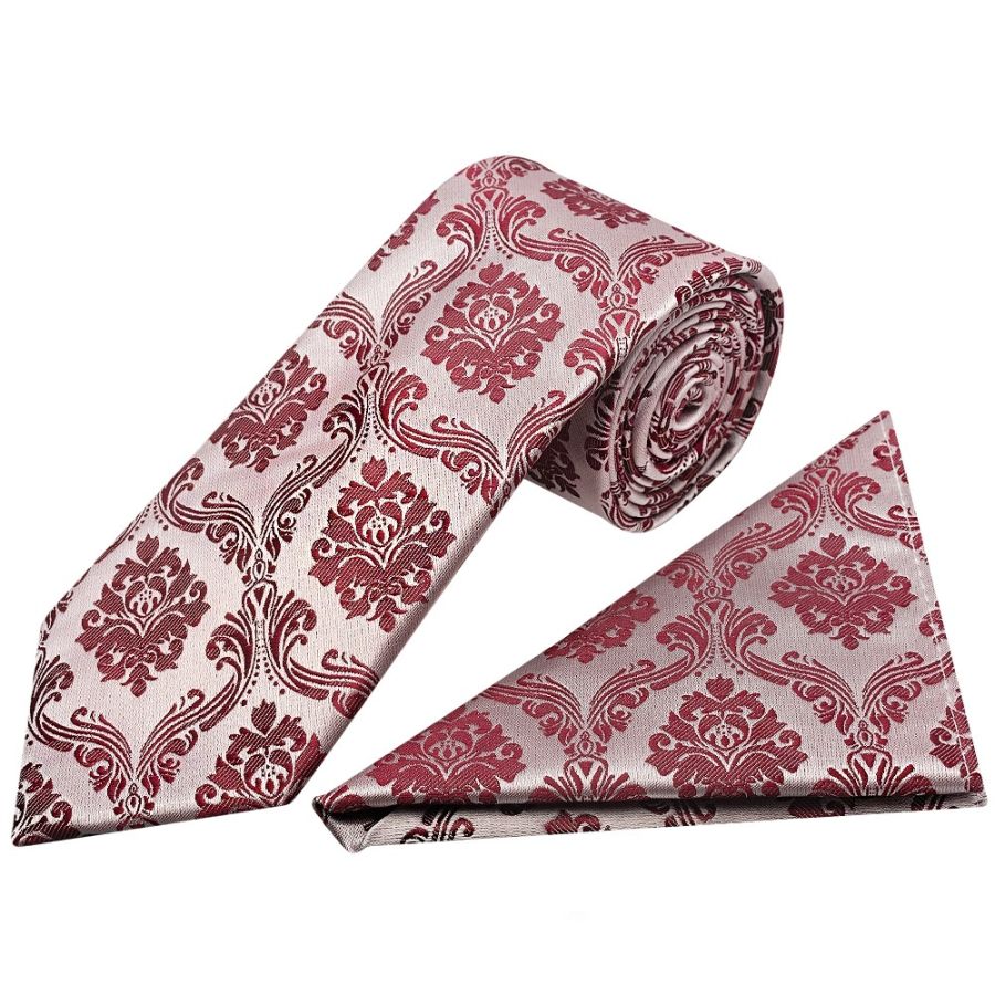 Burgundy Red Paisley Classic Men's Tie and Pocket Square Set