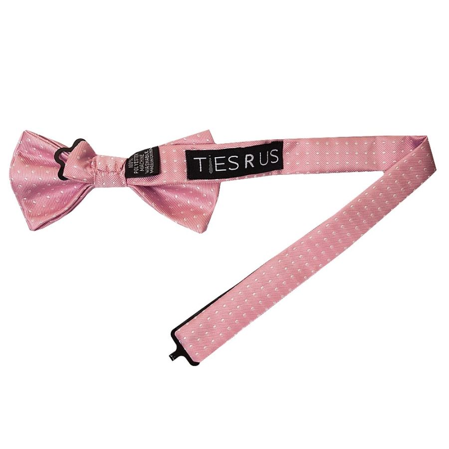 Handmade Pink And White Polka Dot Mens Bow Tie
