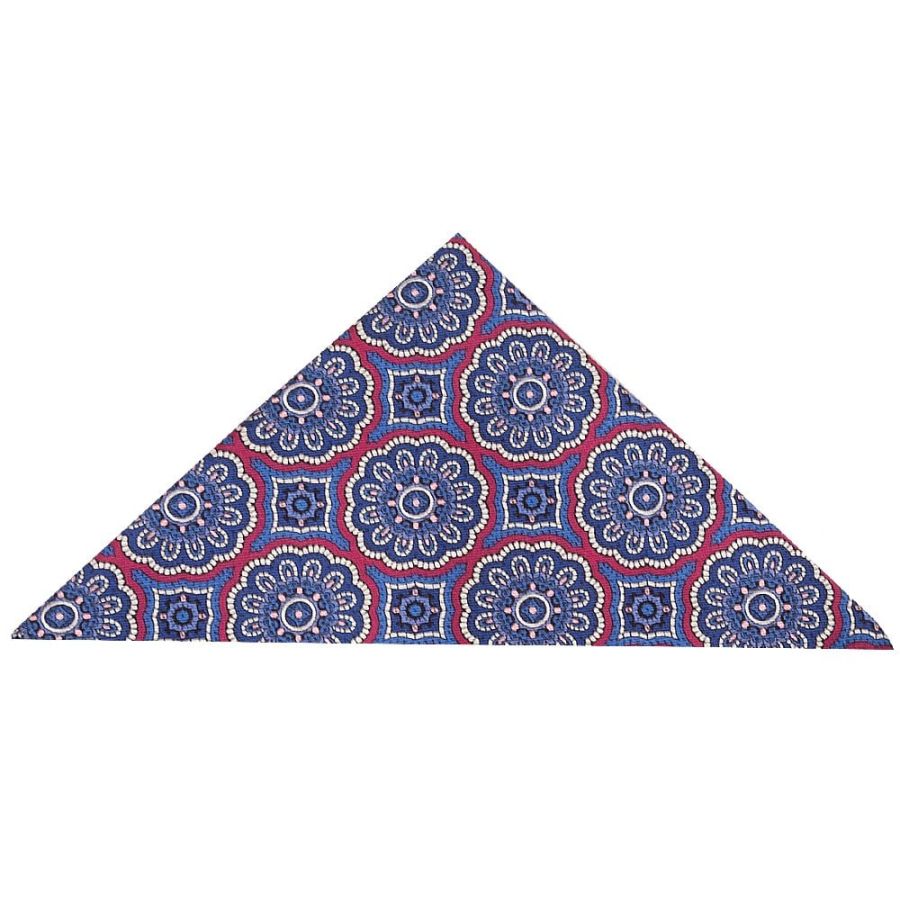 Dark Pink Brocade Silk Pocket Square