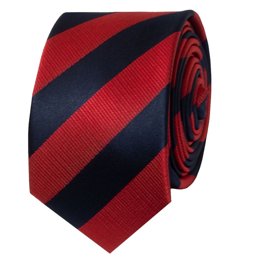 Navy and Red Striped Skinny Men's Tie