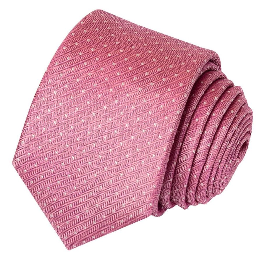 Pink Polka Dot Skinny Men's Silk Tie