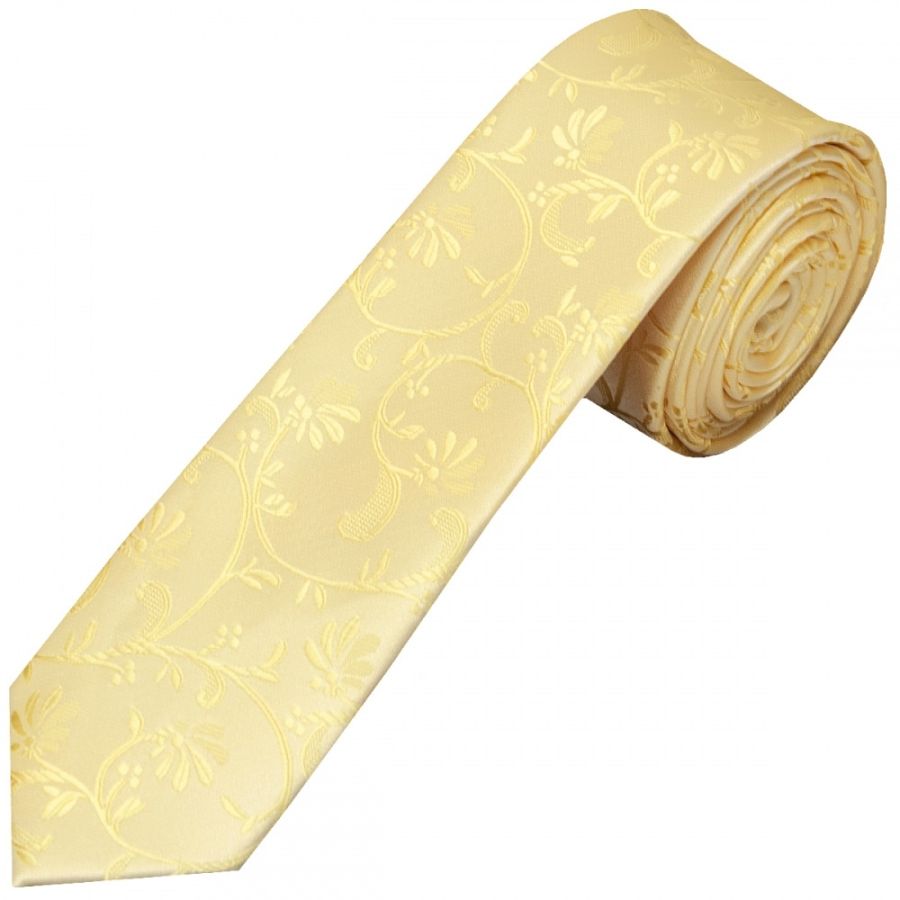 END OF SEASON STOCK Gold Floral Skinny Men's Tie