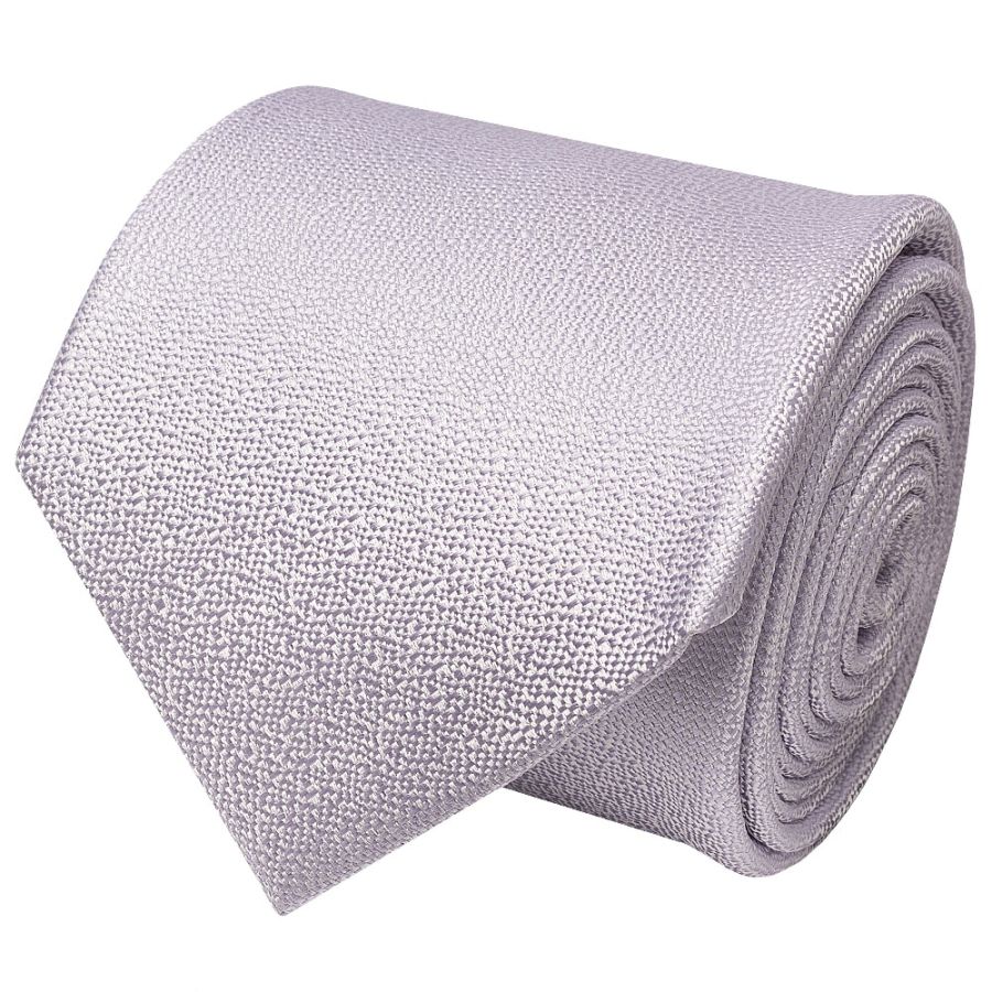 Plain Lilac Textured Silk Classic Men's Tie and Pocket Square Set