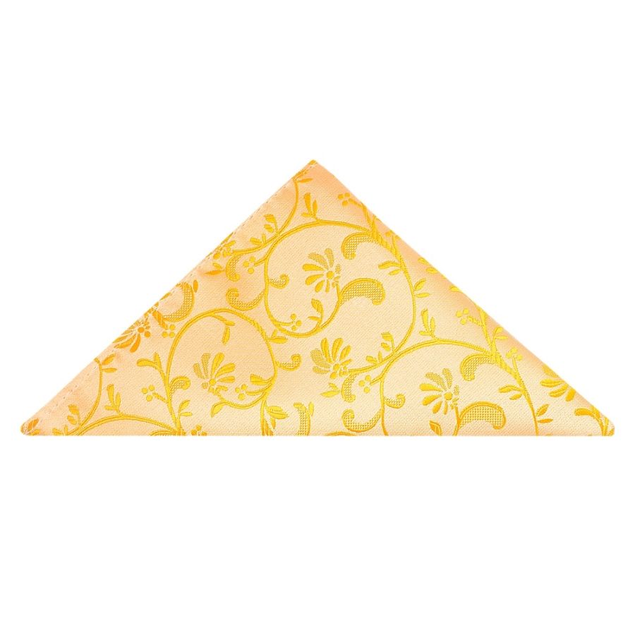 Bright Yellow Floral Classic Men's Tie and Pocket Square Set