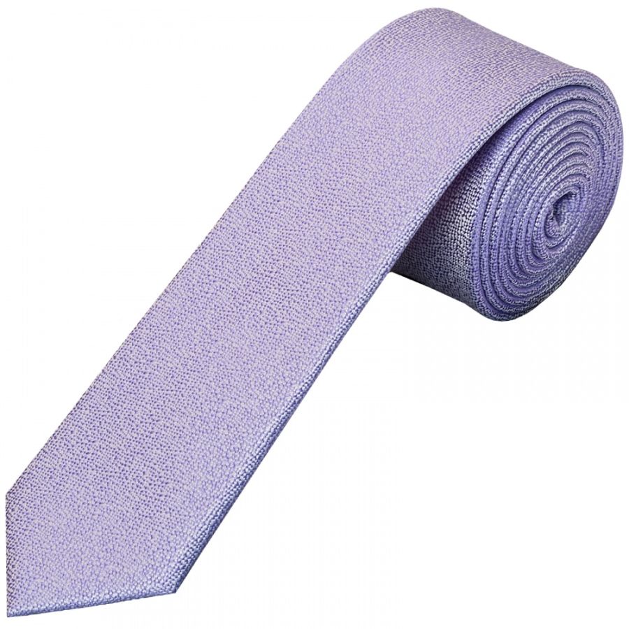 Plain Purple Textured Silk Skinny Men's Tie