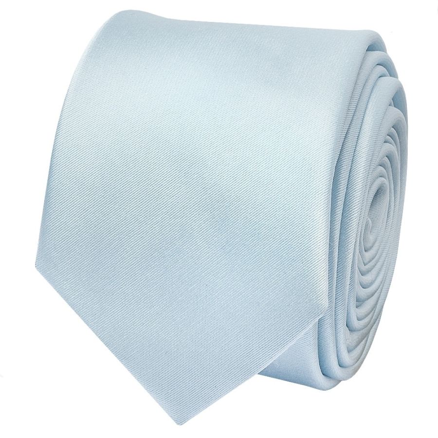 Plain Misty Blue Boys Satin Skinny Tie and Pocket Square Set