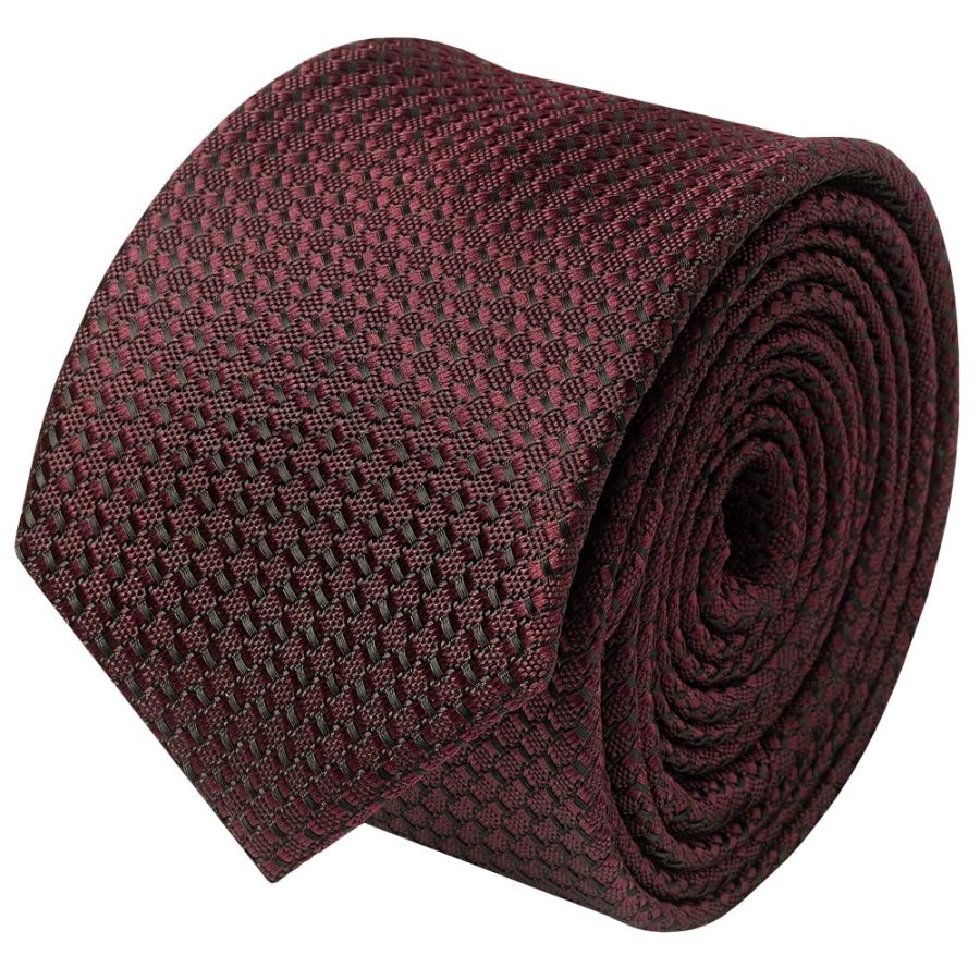 Burgundy Textured Skinny Tie 