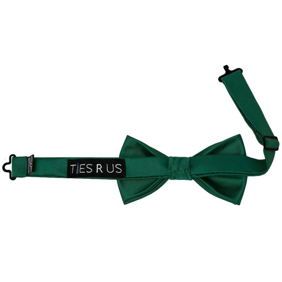 Pre Tied Bottle Green Satin Boys Bow Tie Age 4-7