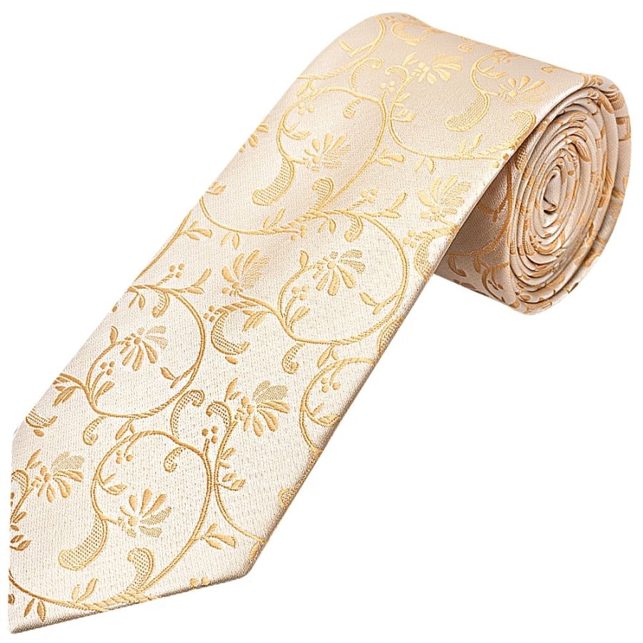 Caramel Floral Classic Men's Tie and Pocket Square Set
