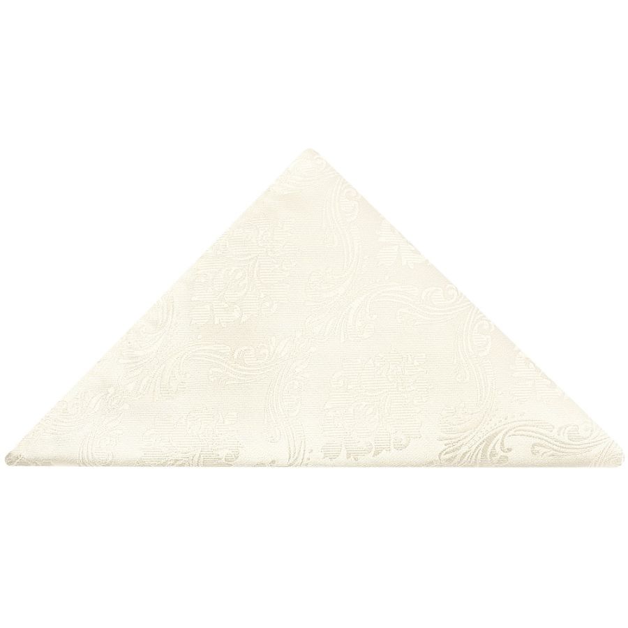 Pre Tied Ivory Paisley Boys Bow Tie and Pocket Square Set