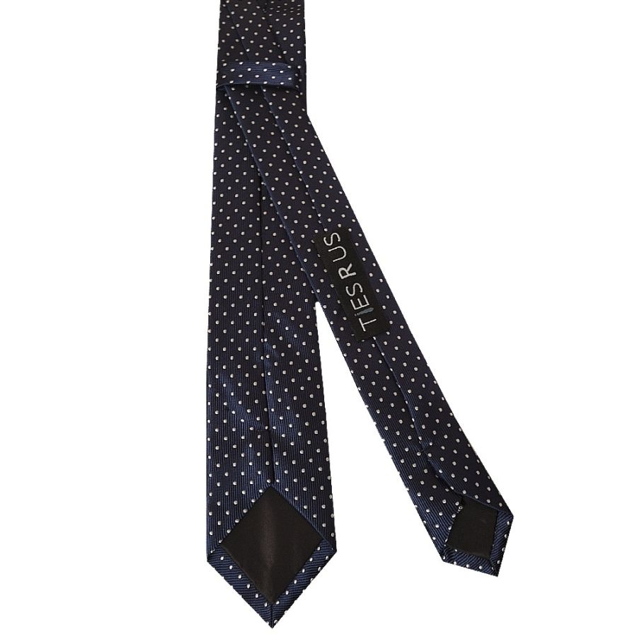 Navy Blue and White Polka Dot Skinny Boy's Tie