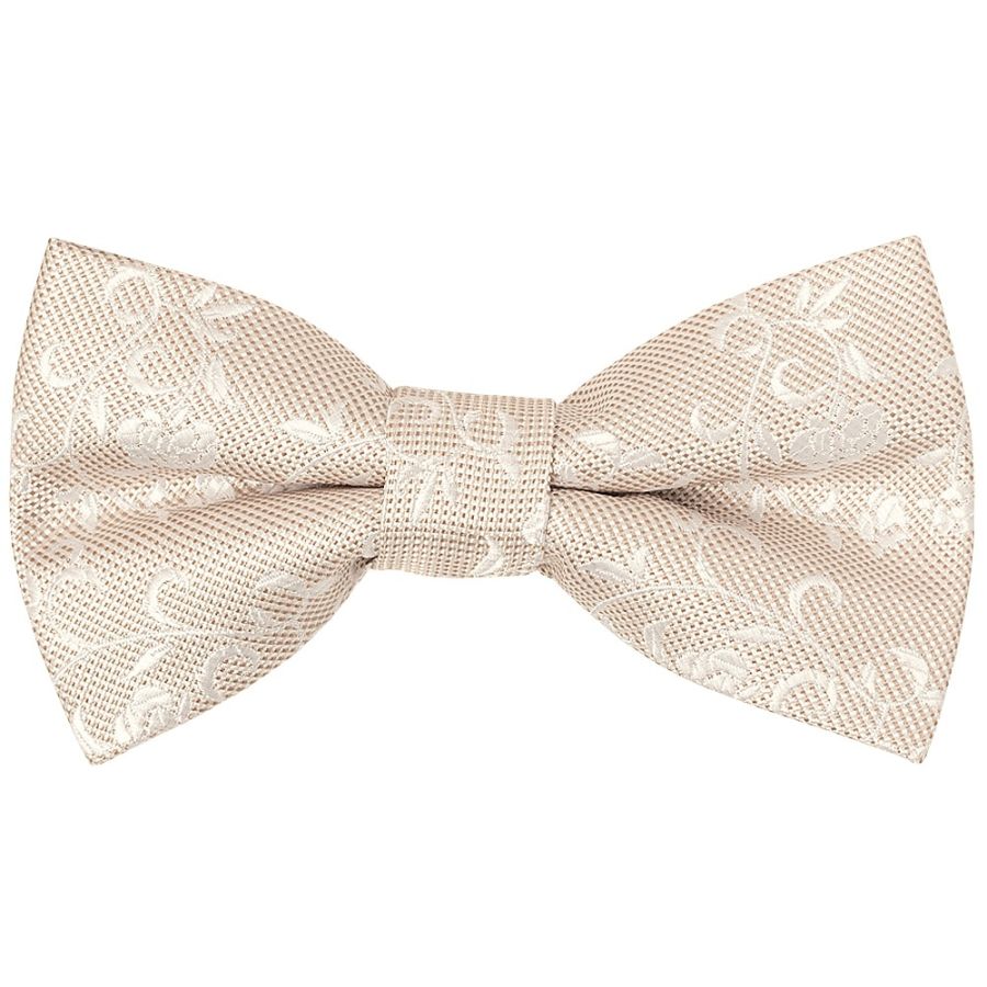 Pre Tied Champagne and White Floral Boys Bow Tie Age 4-7