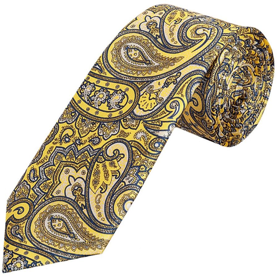 Yellow Paisley Silk Classic Men's Tie