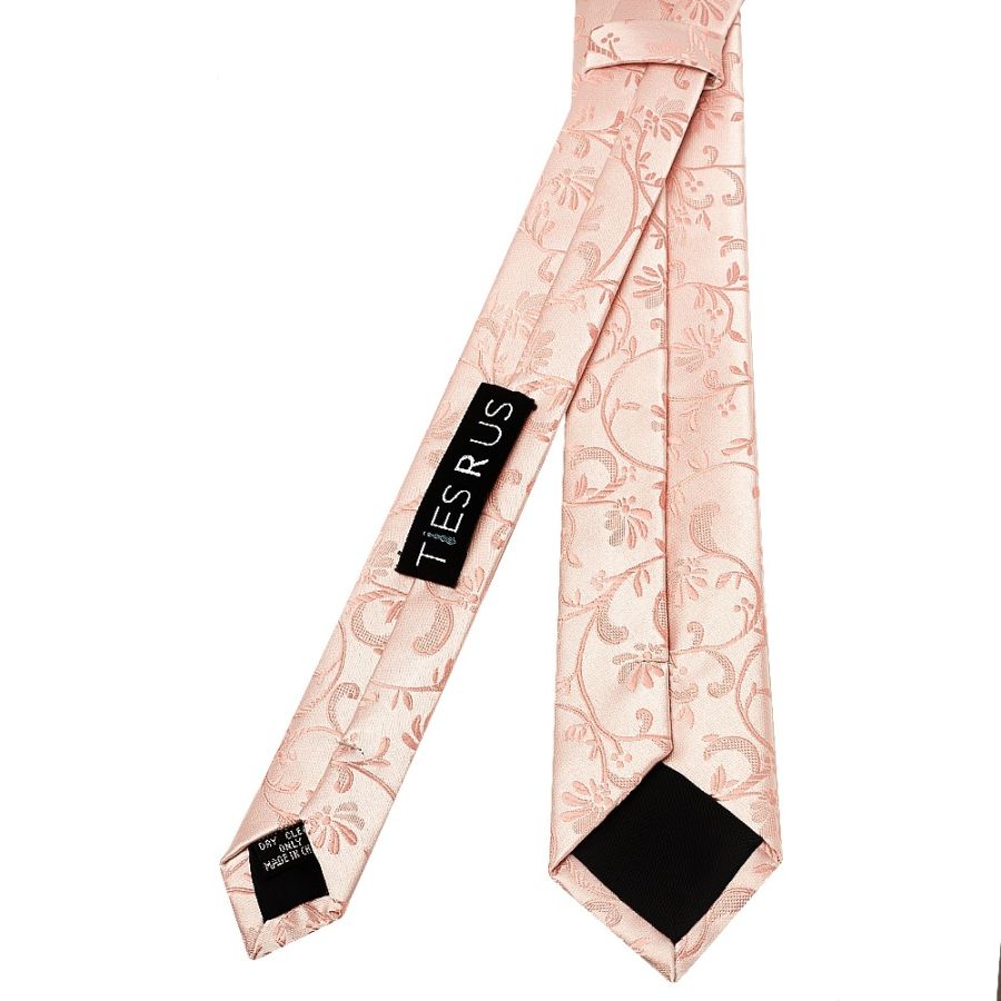 Rose Quartz Floral Skinny Boys Tie