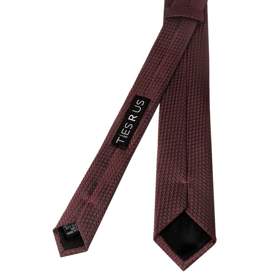 Burgundy Textured Skinny Tie and Pocket Square Set