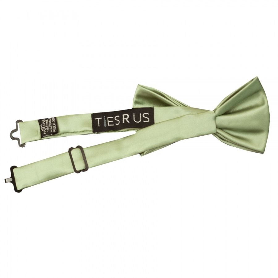 Pre Tied Sage Green Satin Boys Bow Tie Age 8-11