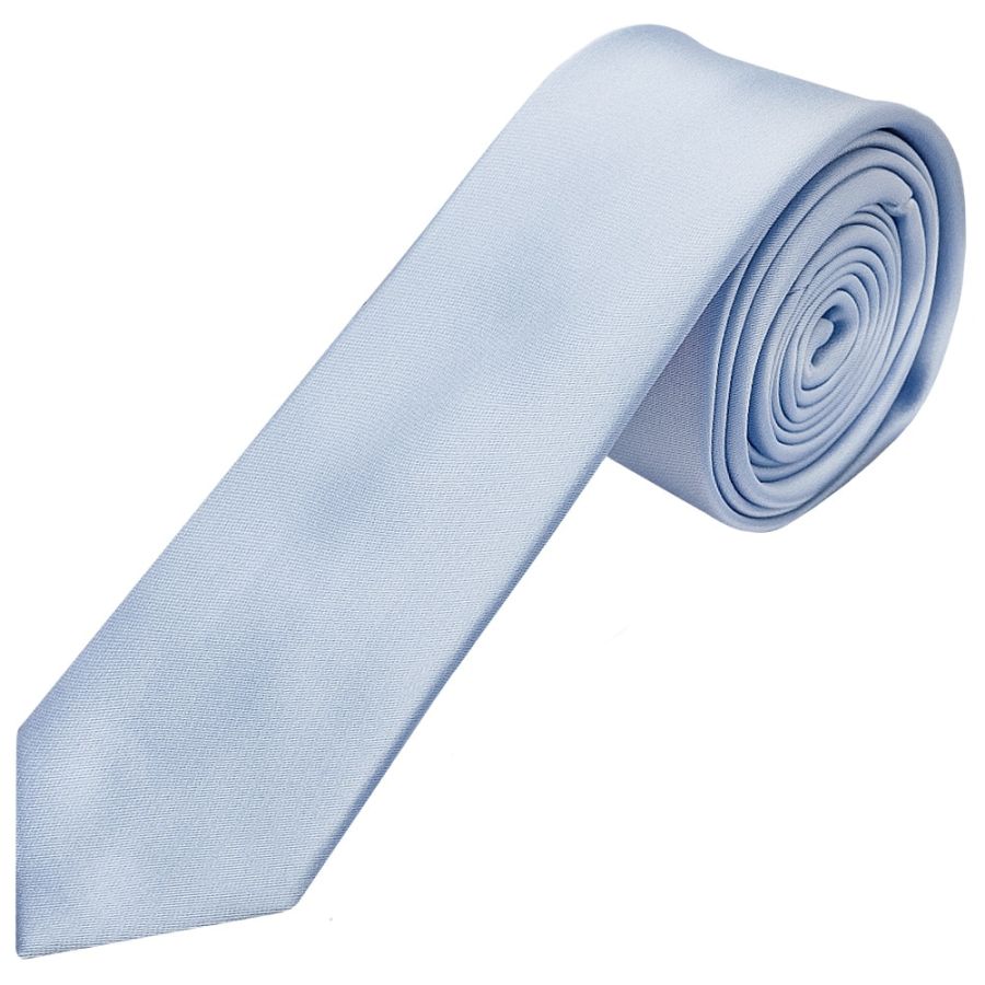 Plain Dusty Blue Satin Skinny Men's Tie