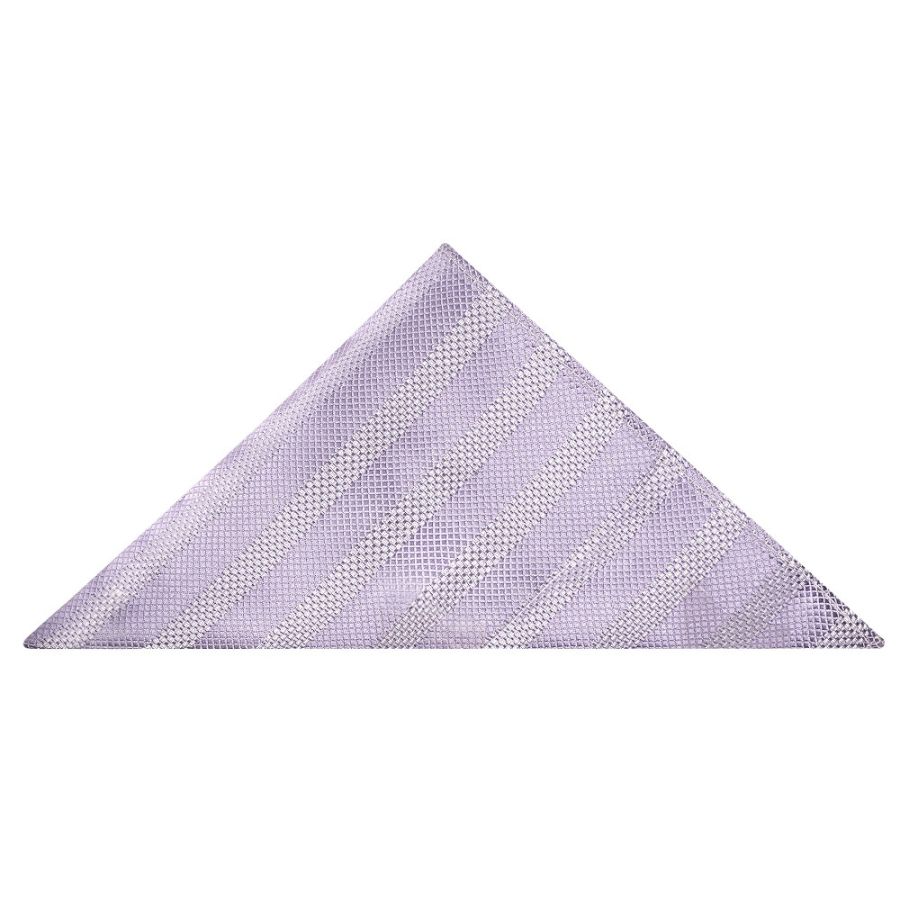 Mens Lilac Textured Stripe Silk Classic Tie Pocket Square and Cufflinks Box Set