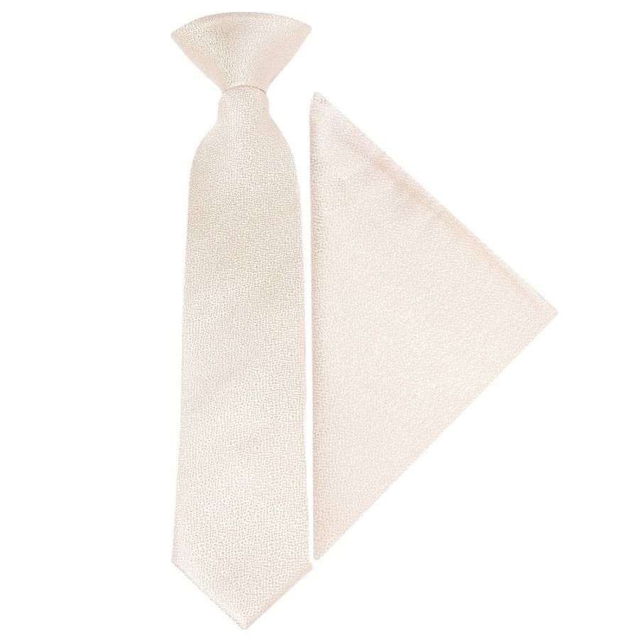 Pre Tied Blush Textured Silk Boys Tie and Pocket Square Set Age 4-7